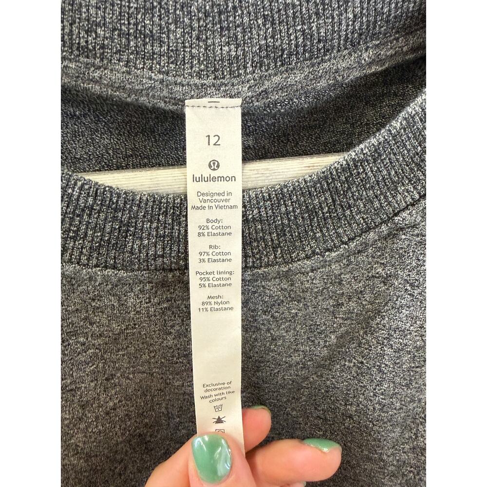 Lululemon Gray Cotton Pullover Sweatshirt Women’s Size 12 - Picture 2 of 3